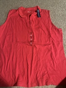 Northcrest Sleeveless Azalea Colored Crew Collar/V-Neck Top Women’s - Picture 1 of 5