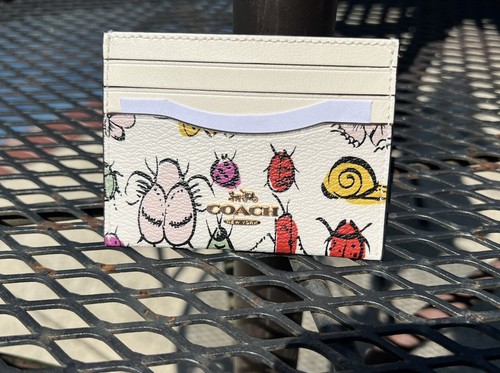COACH CR927 Custodia slim carta d'identità con stampa creatura pelle oro gesso multi