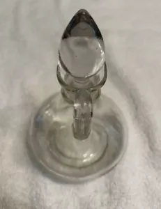Vintage Vinager Cruet vetro trasparente con coperchio in vetro massiccio macinato 6 oz - Foto 1 di 6