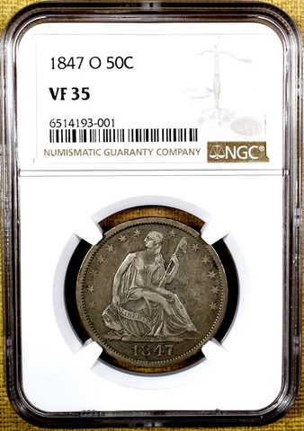 1847-O NGC VF35 Seated Half Dollar Cover