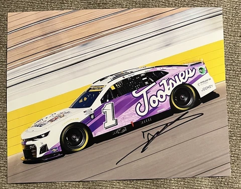 Daniel Suarez Signed 8x10 Photo Tootsies Car on the Track NASCAR Auto COA Cover