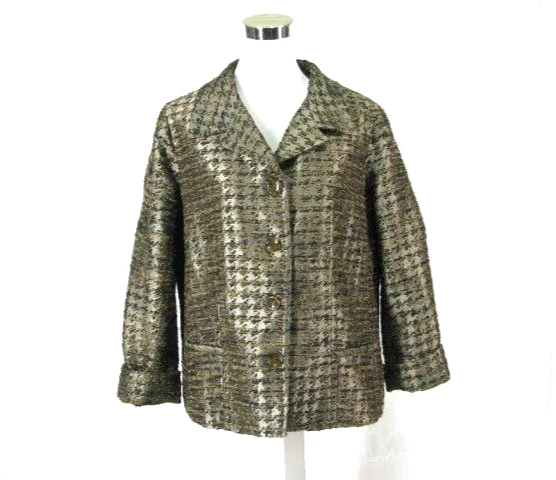 Chaqueta Blazer Chicos Talla 3 Marrón Taupe Brillo Bordado Texturizado XL 16 18 Foto 1 de 4