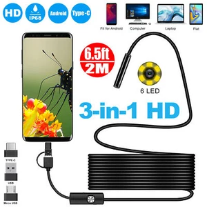3 in1 Endoscope Inspection Borescope 7mm Lens HD Camera USB Type-C For Phone - Picture 1 of 12