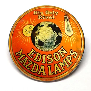 Edison Mazda Lamps Bulbs Advertising Pocket Mirror - Picture 1 of 2