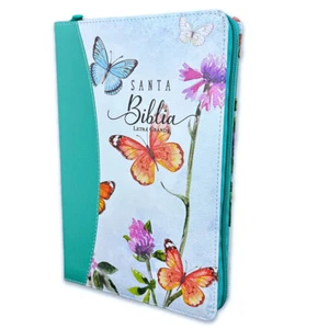 Biblia para Mujer con Cierre Letra 12 puntos RV1960 floral/mariposas con indice - Picture 1 of 5