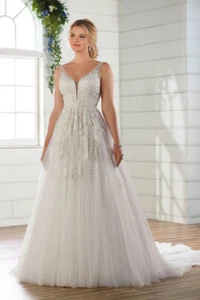 Essense of Australia D2730 Wedding Dress 14 Ivory Moscato Ballgown Open Back - Picture 1 of 23