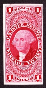 US R74TC3 $1 Passage Ticket Trial Color Proof on India Paper VF - Picture 1 of 2