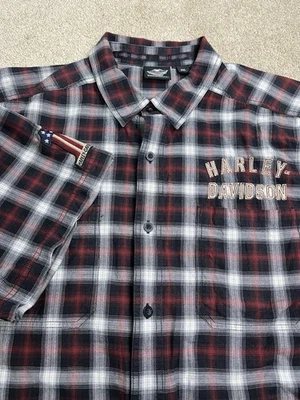 Camisa de vestir Harley Davidson Motorcycles mercancía genuina franela a cuadros 2XL Foto 1 de 4