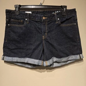 Gap Women's Size 33 Real Straight Shorts Dark Wash Denim Jean Cuff - Picture 1 of 5