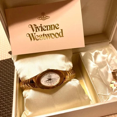 Out of Print Rare Vivienne Westwood Armor Watch Wristwatch Pink Gold White Dial - Image 1 of 4