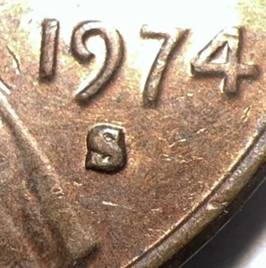 1974 S Over D Lincoln Penny DDO US Coin Collectible Currency 1C - Picture 1 of 4