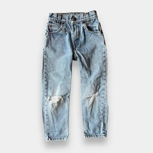 Vintage Levi's 550 Relaxed Fit Slim Distressed Orange Tab Jeans Boy Girl 7 - Picture 1 of 11