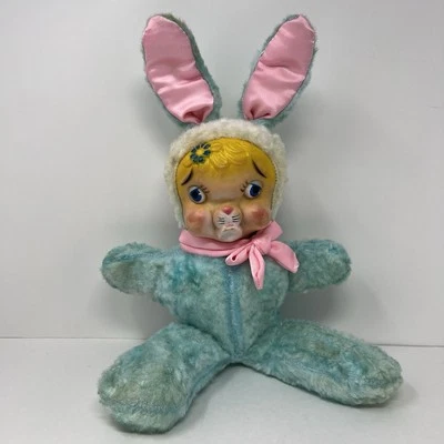 Rare Rushton Rubber Face Bunny Plush Doll 1950's Stuffed Animal Toy Easter - Image 1 of 4
