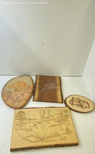 4 Assorted Woodburning Art Lot - Bild 1 von 6