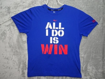 Camiseta masculina Everlast “All I Do Is Win” azul vermelha branca gráfica boxe grande - Imagem 1 de 4