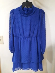 New Poppies And Roses Royal Blue  Girls Formal DressParty Dress Size 14 Lined - Picture 1 of 8