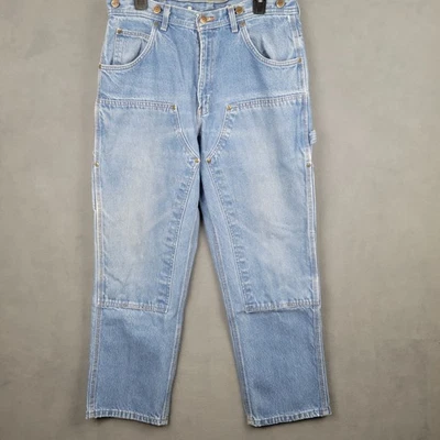 Key Apparel Carpenter Jeans Mens 34x29 Blue Denim Hammer Loop Cotton Double Knee - Image 1 of 4