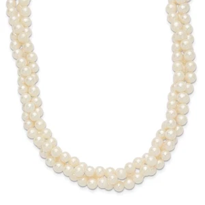 14k Yellow Gold 6mm Near-Round Freshwater Cultured Pearl 3-Strand 21" Necklace - Picture 1 of 3