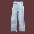 Boyish Charley White Striped High Waisted Wide Leg Denim Jeans Size 22 / 000 NWT