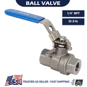 1/4" Ball Valve 2000 WOG Threaded FNPT Stainless Steel 316 FULL PORT - Picture 1 of 3