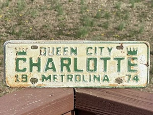 Charlotte North Carolina License Plate 1974 "Queen City" Metrolina NC City Plate - Picture 1 of 2