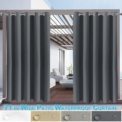 Extra Large Patio Waterproof Curtains Blackout Outdoor Thermal Insulated Drapes - image 1 of 4