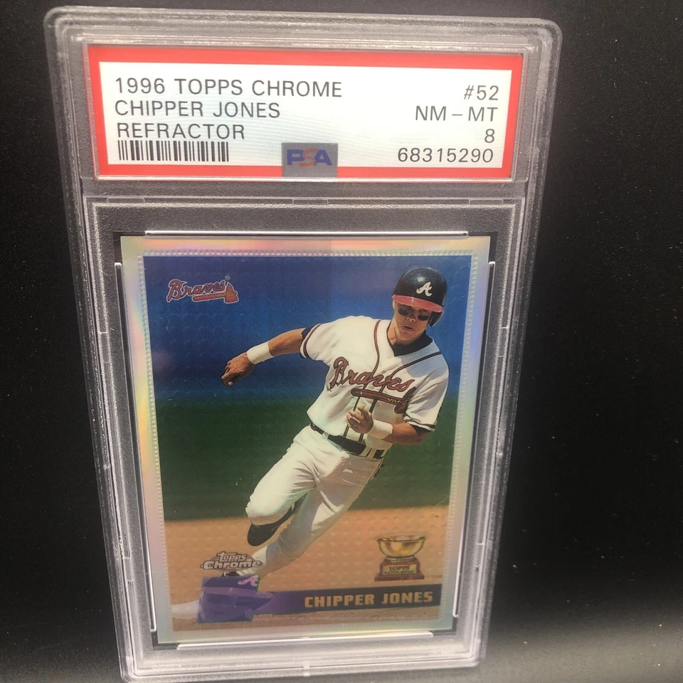 1996 TOPPS CHROME ROOKIE CUP REFRACTOR #52 CHIPPER JONES SP PSA 8 NM-MT CENTERED - Image 1 of 4
