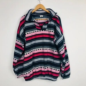 T's Me Women's Striped Fleece Half Zip Pullover Oversized Casual Size Large/XL - Picture 1 of 4
