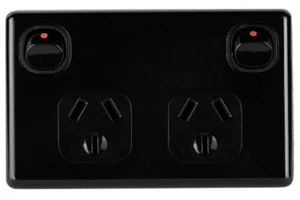 WGPO2DBLK Power Point Double Pole 10 Amp GPO Outlet Caravan RV Trailer Black - Picture 1 of 1
