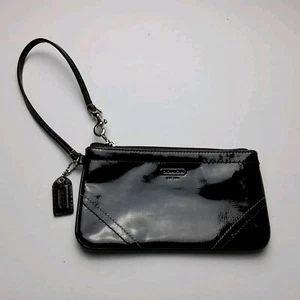 Coach Patent Leather Wristlet Pouch Clutch Wallet Brown - Picture 1 of 5