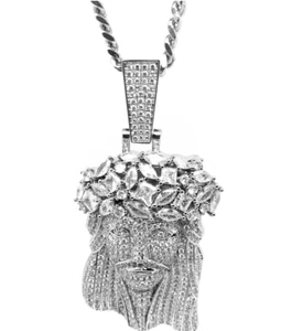 Hip Hop Rap Big JESVS Full Diamond Halskette Silber Jesus Anhänger - Bild 1 von 7
