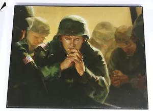 Praying Soldiers Wooden Frame Photography US Army 13.5 x10.5 x 5/8" Collectible - Picture 1 of 11