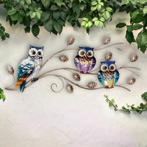 Außen Haus Wand Bild Behang Eulen Design Terrassen Vogel Garten Dekoration bunt - Bild 1 von 4