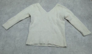 Monsoon Jumper Womens UK 6 8 Cream Angora Wool Blend Sweater Knit XS Soft V Neck - Picture 1 of 7