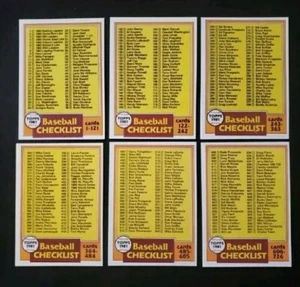 6 1981 TOPPS BASEBALL CHECKLIST SET 31 241 338 446 562 638 COMPLETE EX+ UNMARKED - Picture 1 of 1