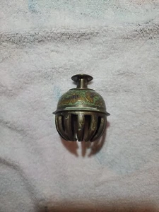 ANTIQUE INDIA BRONZE FLORAL SMALL BELL - Picture 1 of 5
