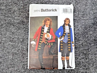 Butterick Pattern 3894 Pirate Buccaneer Mens Coat Vest Pant XS S M - Halloween - Image 1 of 3