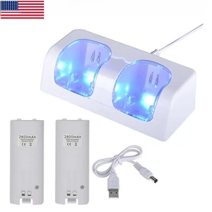 Dual Charging Station Dock Two Rechargeable Battery for Wii U Remote Controller - Picture 1 of 8
