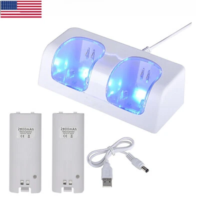 Dual Charging Station Dock Two Rechargeable Battery for Wii U Remote Controller - Image 1 of 4