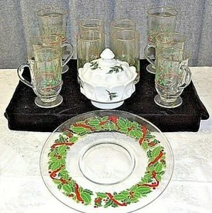 Holly Leaf Glassware, Plate and  Candy Dish    XM601 - Picture 1 of 12