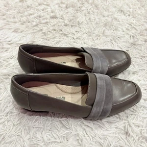 Clarks Collection Leather Slip On Loafers Juliet Rose Grey Size 9.5 - Picture 1 of 9