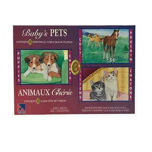 Animaux Chéris Babys Pets 3 Individual 9 Piece Puzzles Puppy Kittens Colt Sealed - Picture 1 of 13