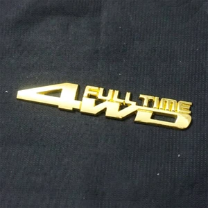1x Golden Chrome 4WD FULL TIME Metal Sticker Emblem Decal Badge Engine Grand Car - Picture 1 of 20