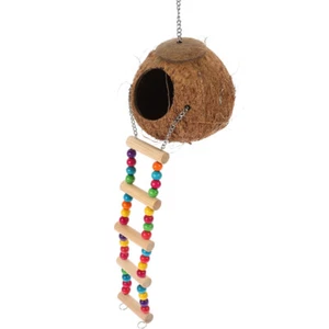 Coconut Reptile House Rope Ladder Climbing Hanging Bed Hideout Decorative - Picture 1 of 12