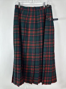 L.L. Bean Vintage Plaid Wool Pleated Midi Skirt Size 14 - Picture 1 of 12