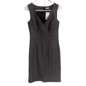 New W/ Tags H&M Shift Dress Women's Gray Cross V-Neck Sleeveless Back Zip Size 6 - Picture 1 of 13