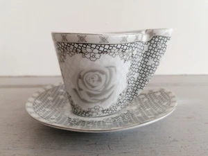 Tazza e piattino caffè espresso demitasse vintage collezione argento 24 ct Milano - Foto 1 di 15
