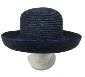 Gullivers Women's Sun Hat Size S/M Navy Blue 100% Straw Internal Band Used F1 - Picture 1 of 9
