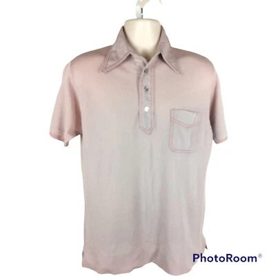 Mens Vintage 1970s DAMON SILCETA Italy Short Sleeve Med M Acetate Nylon Shirt - Image 1 of 4