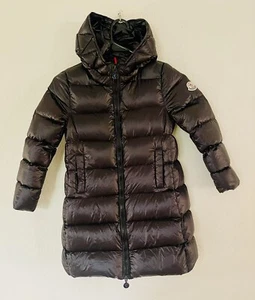 MONCLER Kids Black Puffer Jacket Down Attached Hood, Excellent Condition Size 2 - Picture 1 of 10